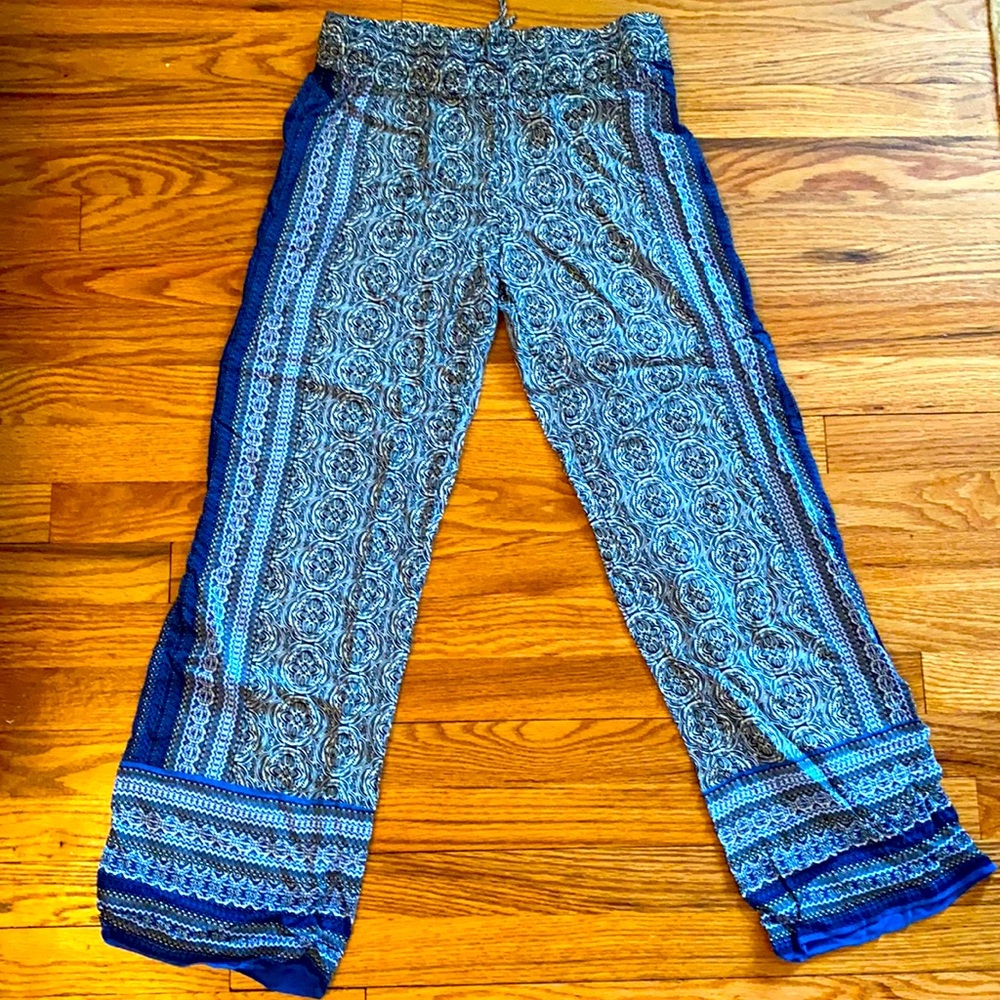 Blue Paisley Pants - Stretchy and comfortable!